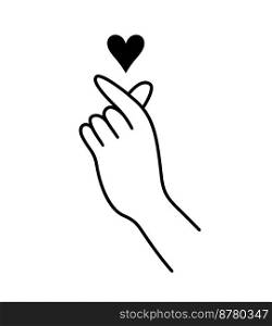 Hand showing heart with fingers gesture mini love. Valentine’s day concept. Vector illustration.