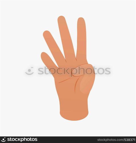 Hand showing number four icon icon in isometric 3d style on a white background. Hand showing number four icon, isometric 3d style