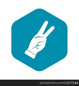 Hand showing victory sign icon. Simple illustration of hand showing victory sign vector icon for web. Hand showing victory sign icon, simple style