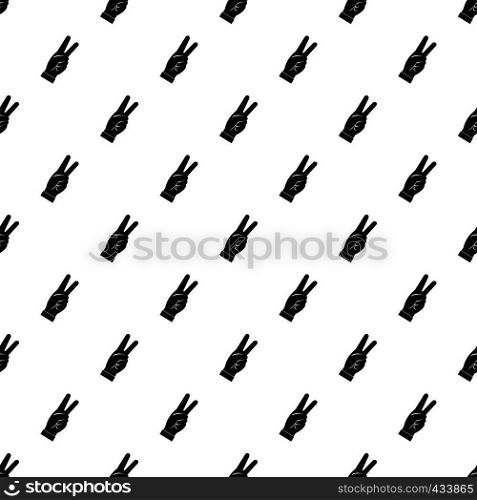 Hand showing victory sign pattern seamless in simple style vector illustration. Hand showing victory sign pattern vector