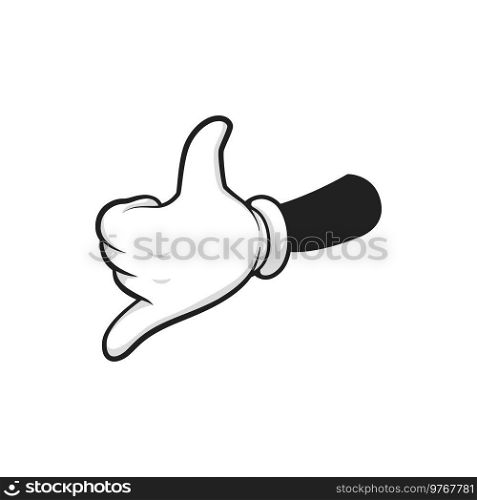 Hand sign fist with elongated little finger and thumb up isolated hand gesture icon. Vector pinky finger like promise symbol, cartoon arm in glove. Reconciliation or oath between lovers or friends. Pinky finger like promise symbol, hand gesture
