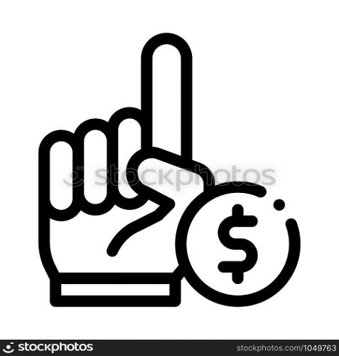 Hand Sign Money Betting And Gambling Icon Vector Thin Line. Contour Illustration. Hand Sign Money Betting And Gambling Icon Vector Illustration