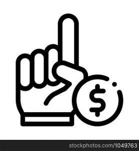 Hand Sign Money Betting And Gambling Icon Vector Thin Line. Contour Illustration. Hand Sign Money Betting And Gambling Icon Vector Illustration