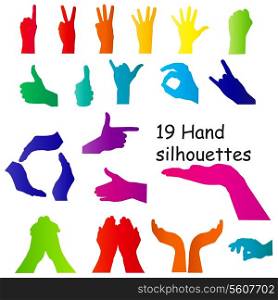 hand signal silhouettes on white. vector illustration. EPS 10.