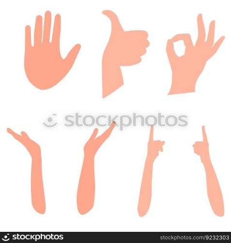 Hand signs gesture set