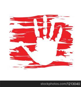 hand silhouette on a red paint background carelessly, vector illustration. hand silhouette on a red paint background carelessly, vector
