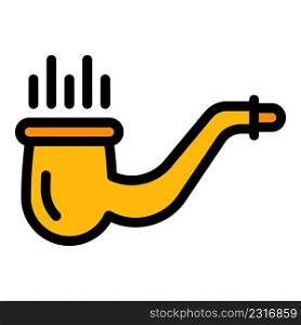 Hand smoking pipe icon. Outline hand smoking pipe vector icon color flat isolated. Hand smoking pipe icon color outline vector