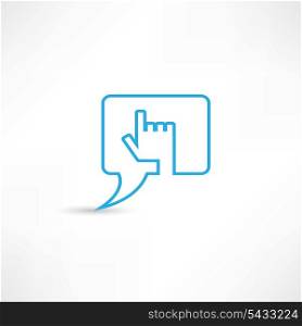 Hand speech bubble icon