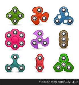 Hand Spinner Toy. Fidget Toy For Increased Focus, Stress Relief. Popular Toys For Stress Relief. Isolated On White. Vector Illustration.. Hand Spinner Toy. Fidget Toy For Increased Focus, Stress Relief. Popular Toys