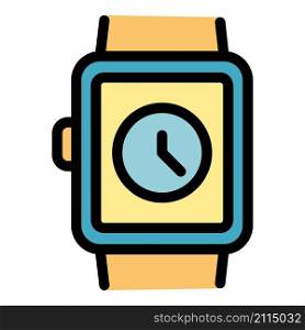 Hand sport watch icon. Outline hand sport watch vector icon color flat isolated. Hand sport watch icon color outline vector