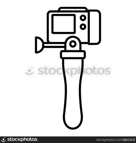 Hand stick camera icon. Outline hand stick camera vector icon for web design isolated on white background. Hand stick camera icon, outline style