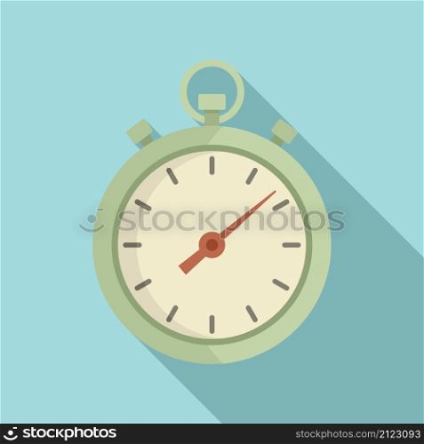 Hand stopwatch icon flat vector. Sport watch. Clock timer. Hand stopwatch icon flat vector. Sport watch
