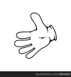 Hand stretched to greet somebody isolated gesture. Vector palm cooperation symbol, nonverbal greetings. Stretched hand isolated greetings symbol