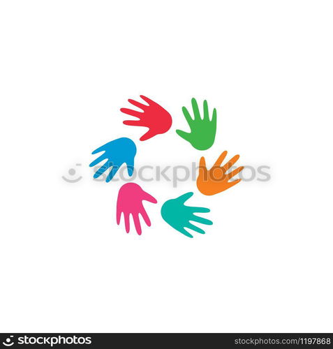 Hand symbol community care logo vector illustration design