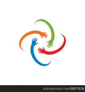 Hand symbol community care logo vector illustration design 