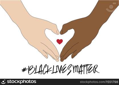 Hand symbol for black lives matter protest in USA to stop violence to black people. Fight for human right of Black People in U.S. America. doodle art style vecter
