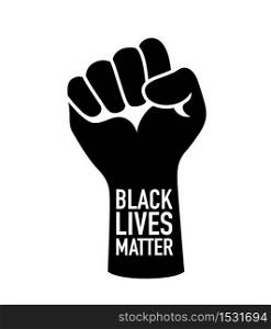 Hand symbol for black lives matter protest to stop violence to black people. Fight for human right of Black People. Vector illustration.