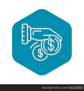 Hand take corruption money icon. Outline hand take corruption money vector icon for web design isolated on white background. Hand take corruption money icon, outline style