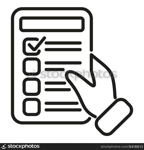 Hand take test result icon outline vector. Rapid s&le. Digital clinic. Hand take test result icon outline vector. Rapid s&le