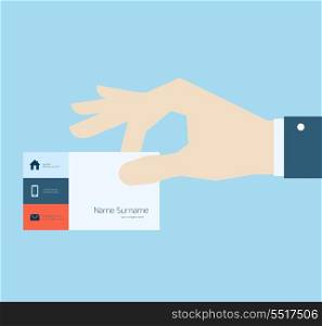 Hand taking business card