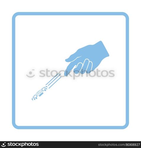 Hand throwing gamble chips icon. Blue frame design. Vector illustration.