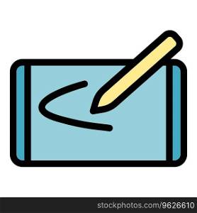 Hand tool icon outline vector. Digital pen. Tablet pad color flat. Hand tool icon vector flat