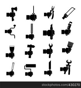Hand tool icons set building. Simple illustration of 16 hand tool building vector icons for web. Hand tool icons set building, simple style