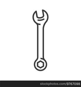 Hand tool spanner isolated adjustable hole wrench outline icon. Vector fixing and maintenance object, mechanic carpentry gear, fitter tool. Adjustable wrench carpentry instrument hand spanner. Spanner isolated workshop hand tool wrench icon