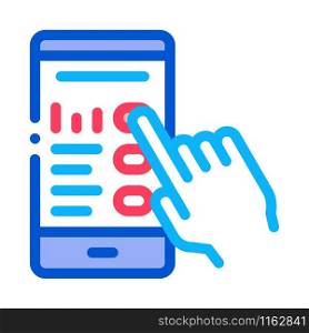 Hand Touch Phone Screen Icon Vector. Outline Hand Touch Phone Screen Sign. Isolated Contour Symbol Illustration. Hand Touch Phone Screen Icon Outline Illustration