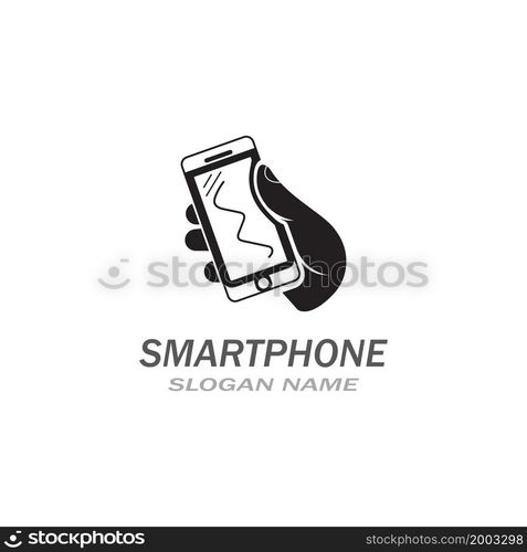 Hand touch smartphone icon on white background for your design, logo, application