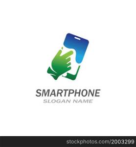 Hand touch smartphone icon on white background for your design, logo, application