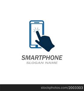 Hand touch smartphone icon on white background for your design, logo, application