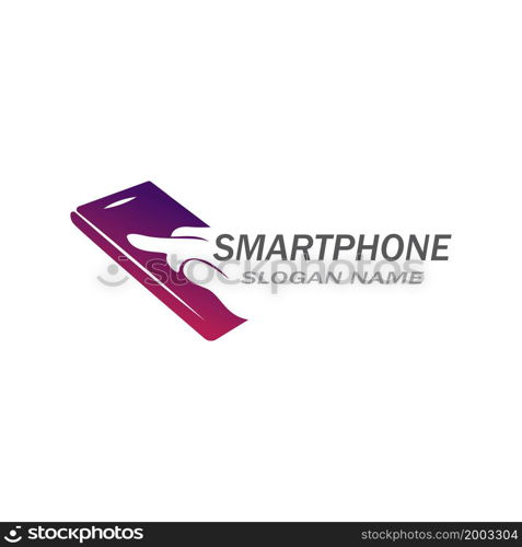 Hand touch smartphone icon on white background for your design, logo, application