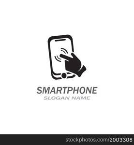 Hand touch smartphone icon on white background for your design, logo, application