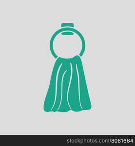 Hand towel icon. Gray background with green. Vector illustration.