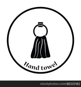 Hand towel icon. Thin circle design. Vector illustration.