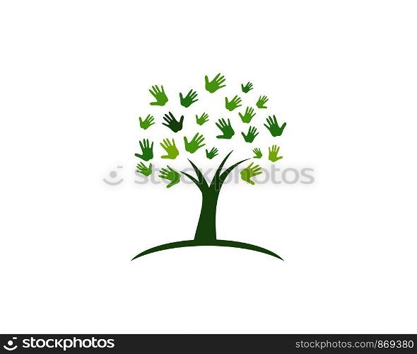 Hand Tree icon logo template vector illustration