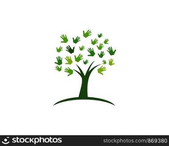 Hand Tree icon logo template vector illustration