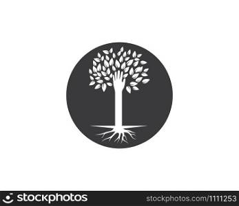 hand tree logo template vector illustration design