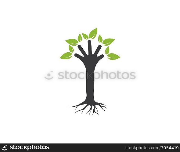 hand tree logo template vector illustration design