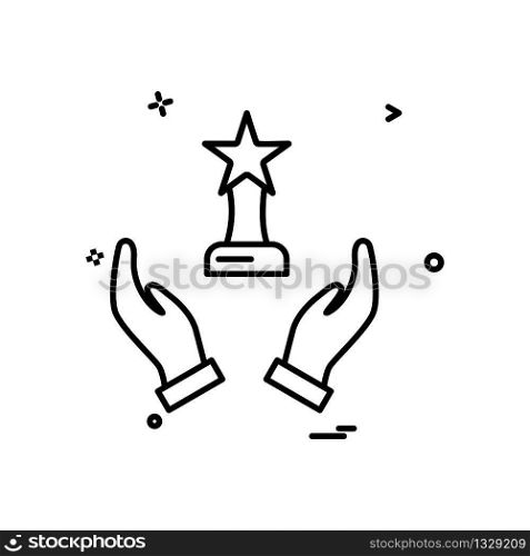 hand trophy reward icon vector design