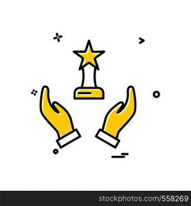 hand trophy reward icon vector design