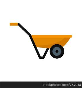 Hand truck with one wheel icon. Flat illustration of hand truck with one wheel vector icon for web isolated on white. Hand truck with one wheel icon, flat style
