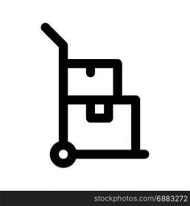 hand truck with stacked boxes, icon on isolated background