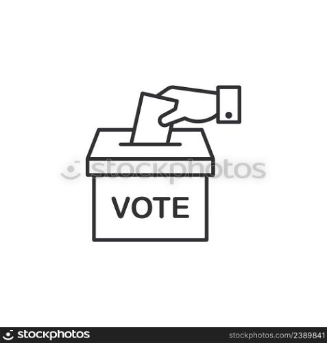 Hand voting ballot box icon. Election vector illustration.