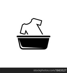 Hand Wash Clothes in Basin, Washing a T-shirt. Flat Vector Icon illustration. Simple black symbol on white background. Hand Wash Clothes in Basin sign design template for web and mobile UI element. Hand Wash Clothes in Basin, Washing a T-shirt. Flat Vector Icon illustration. Simple black symbol on white background. Hand Wash Clothes in Basin sign design template for web and mobile UI element.