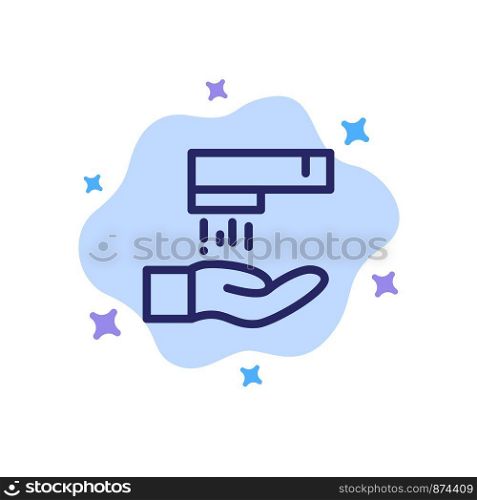 Hand Wash, Wash, Cleaning Blue Icon on Abstract Cloud Background