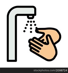 Hand Washing Icon. Editable Bold Outline With Color Fill Design. Vector Illustration.