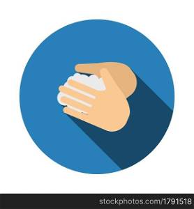 Hand Washing Icon. Flat Circle Stencil Design With Long Shadow. Vector Illustration.