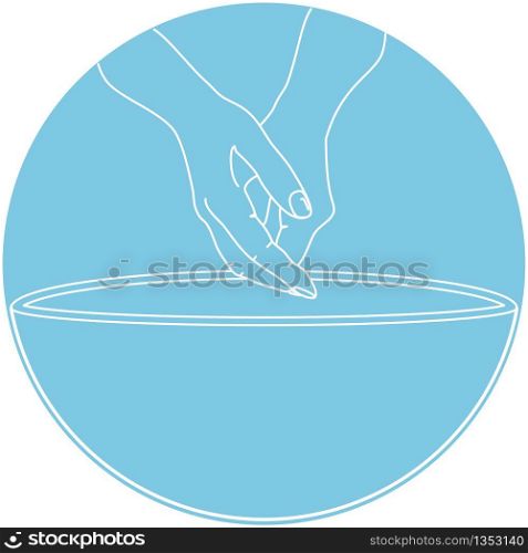 Hand washing line drawing vector of hands scrubbing above a sink